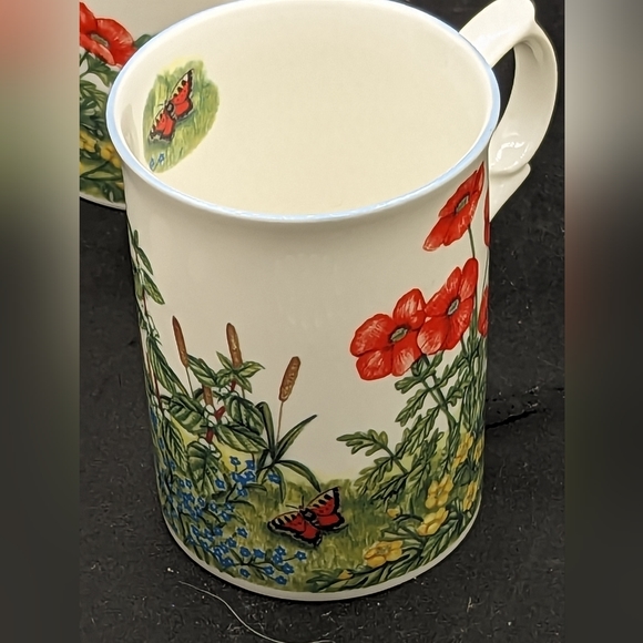 Cardew Designs Bone China Mugs Floral With Wildflowers And Peonies Set Of 2 - Picture 5 of 8